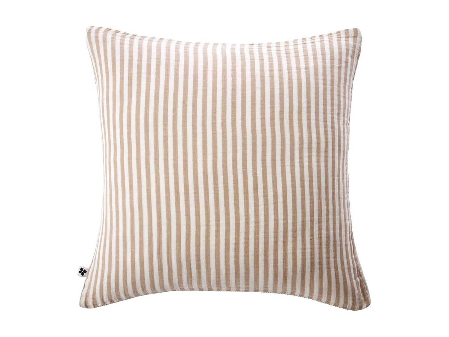 Taie d'oreiller 60x60cm gaze de coton tissé rayé beige - ROMELIA