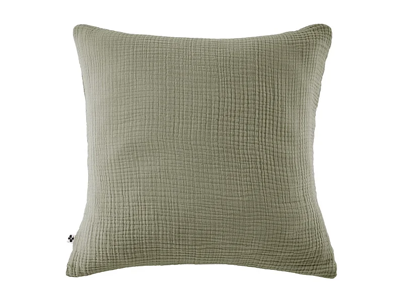 Taie d'oreiller 80x80cm gaze de coton coloris Romarin - INALIA