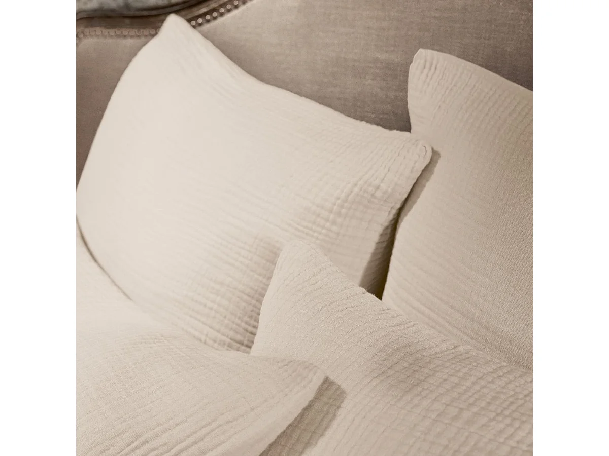 Taie d'oreiller 80x80cm gaze de coton coloris Pampa - INALIA