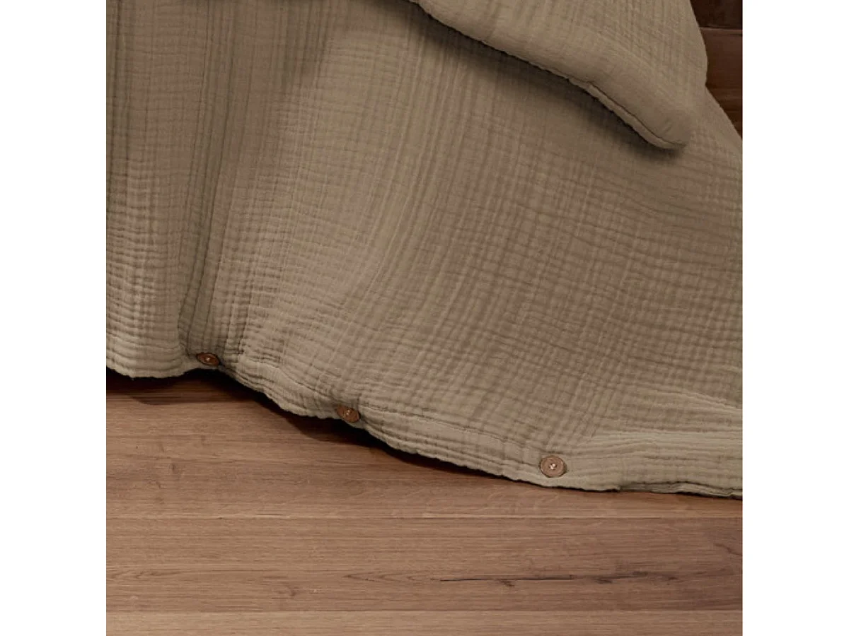 Housse de couette 260x240cm gaze de coton coloris Ficelle - INALIA