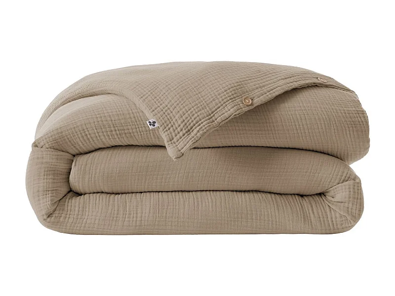 Housse de couette 260x240cm gaze de coton coloris Ficelle - INALIA