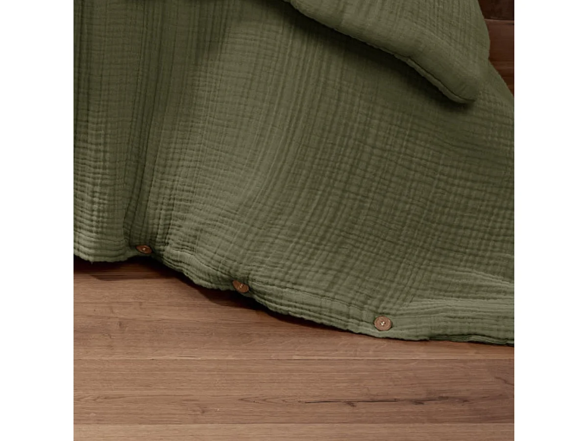 Housse de couette 260x240cm gaze de coton coloris Romarin - INALIA