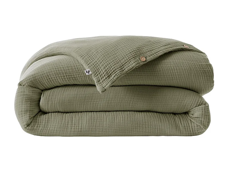 Housse de couette 260x240cm gaze de coton coloris Romarin - INALIA