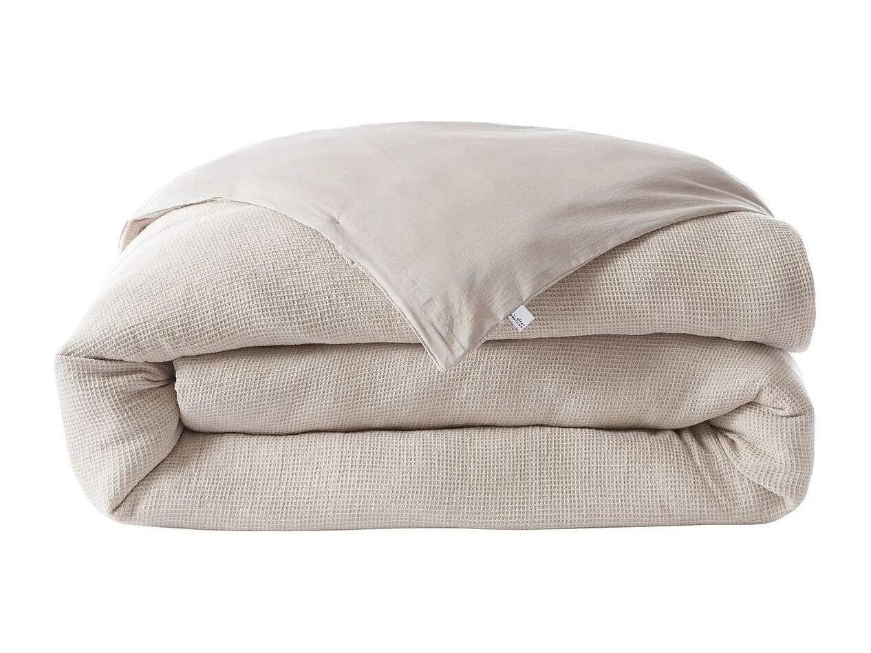 Housse de couette 260x240cm en coton nid d'abeille coloris Pampa - ALMARA