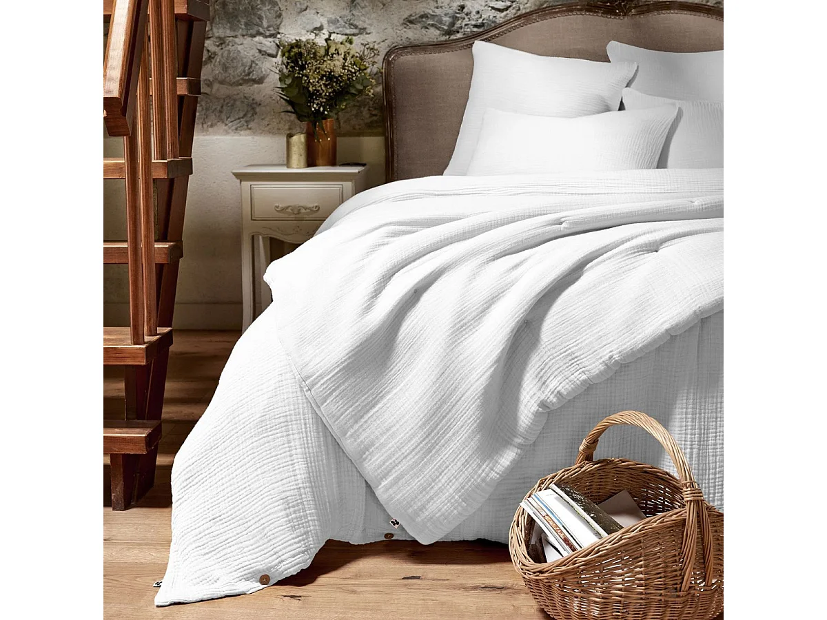 Housse de couette 240x220cm gaze de coton coloris Chantilly - INALIA