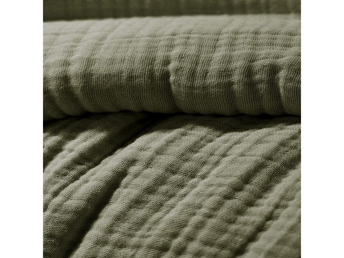 Housse de couette 240x220cm gaze de coton coloris Romarin - INALIA