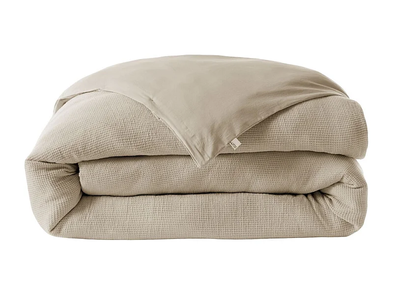 Housse de couette 240x220cm en coton nid d'abeille coloris Ficelle - ALMARA