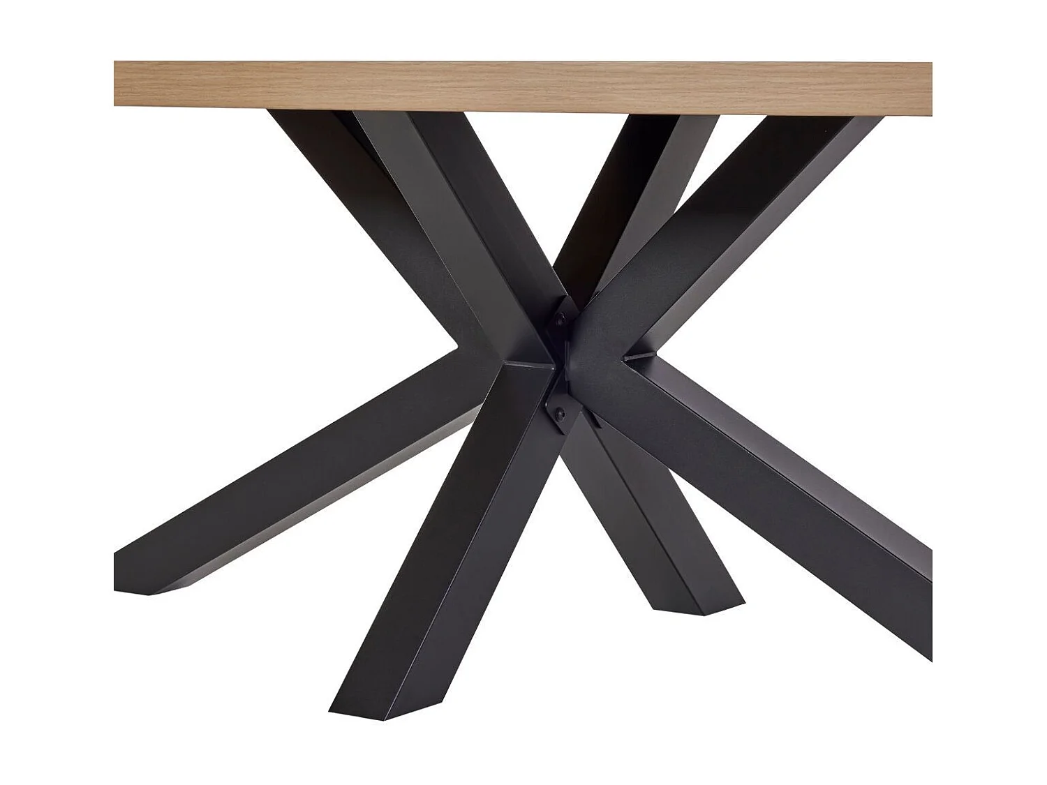 Table 210cm ovale aspect bois finition Castel Oak piètement étoile métal noir - CASTELLA