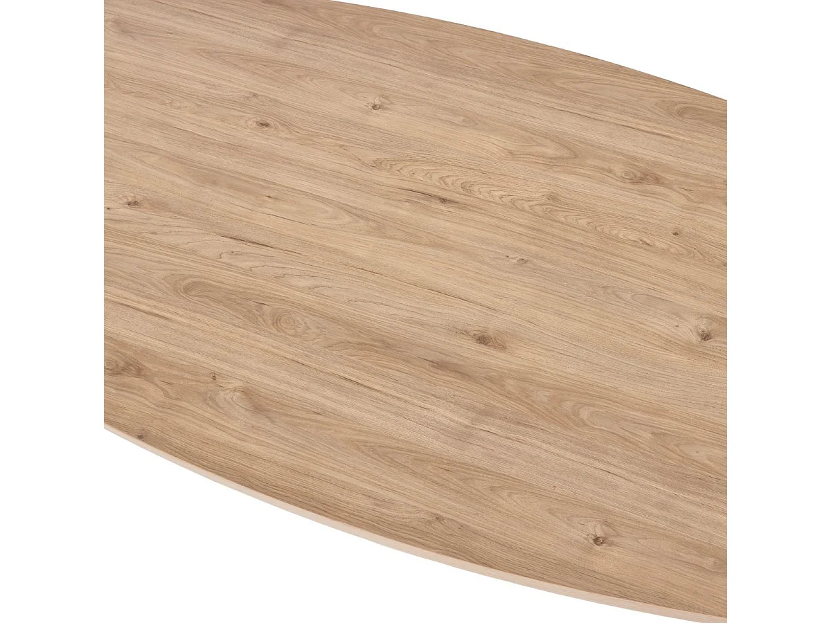 Table 210cm ovale aspect bois finition Castel Oak piètement étoile métal noir - CASTELLA