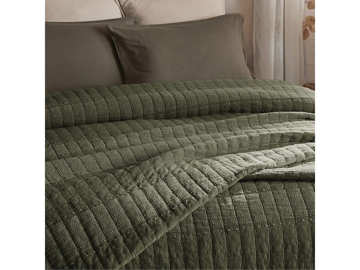 Couvre-lit 240x260cm en coton jacquard coloris romarin - ZALYA