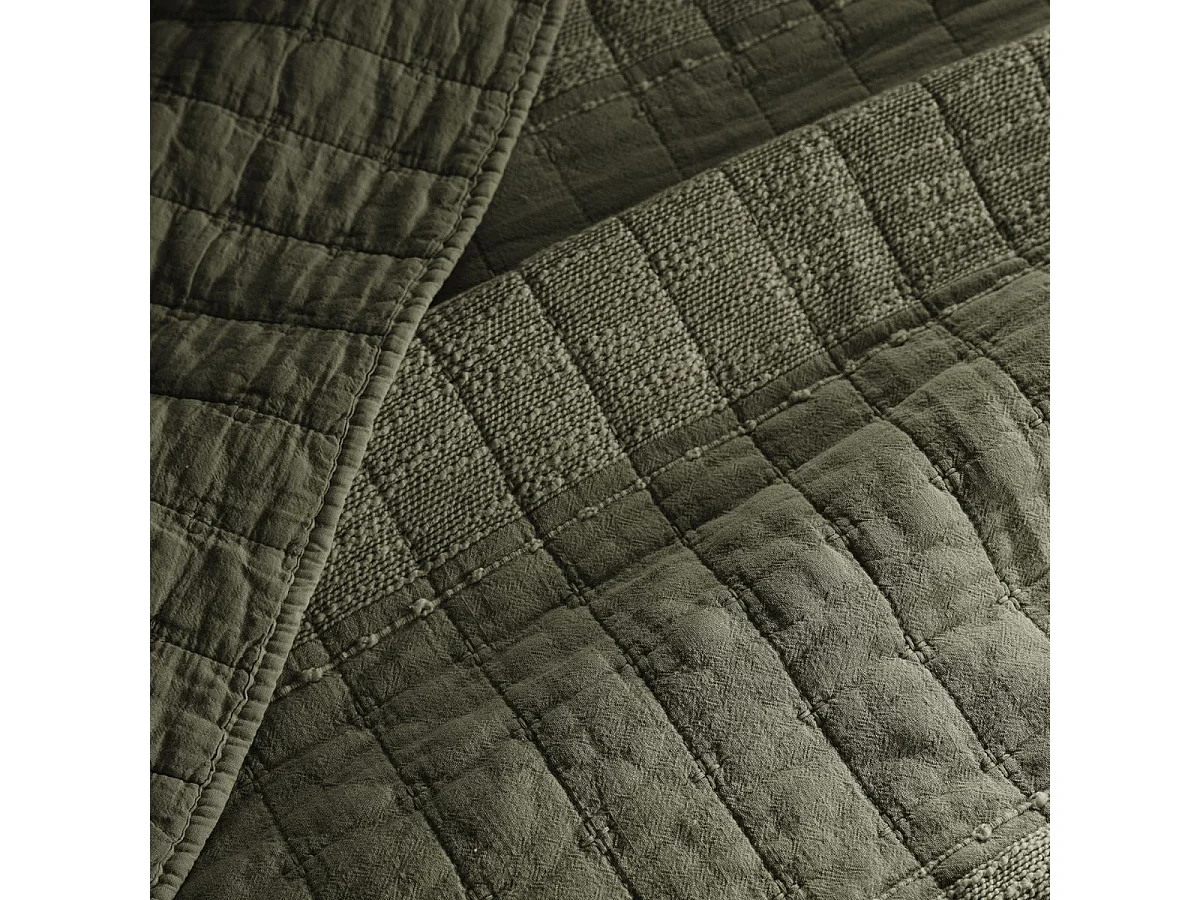 Couvre-lit 240x260cm en coton jacquard coloris romarin - ZALYA