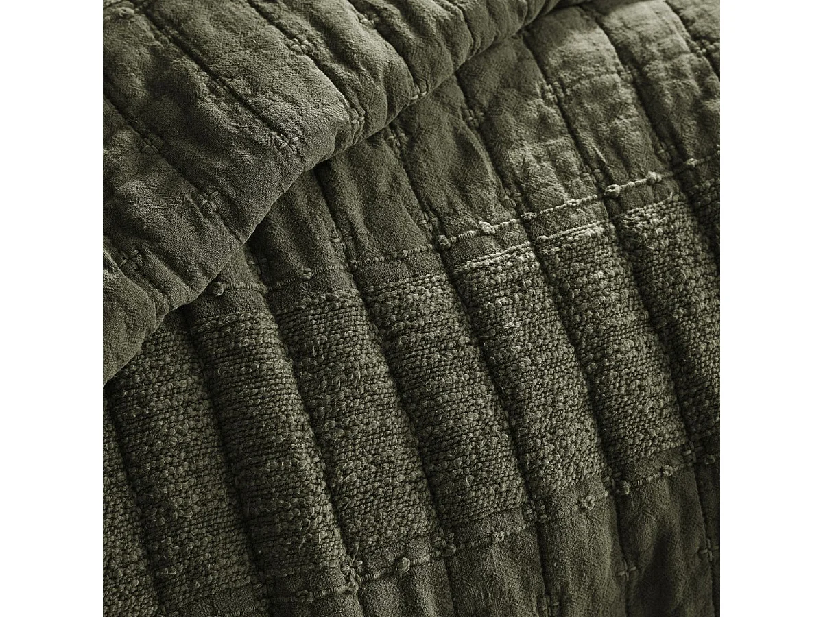 Couvre-lit 240x260cm en coton jacquard coloris romarin - ZALYA