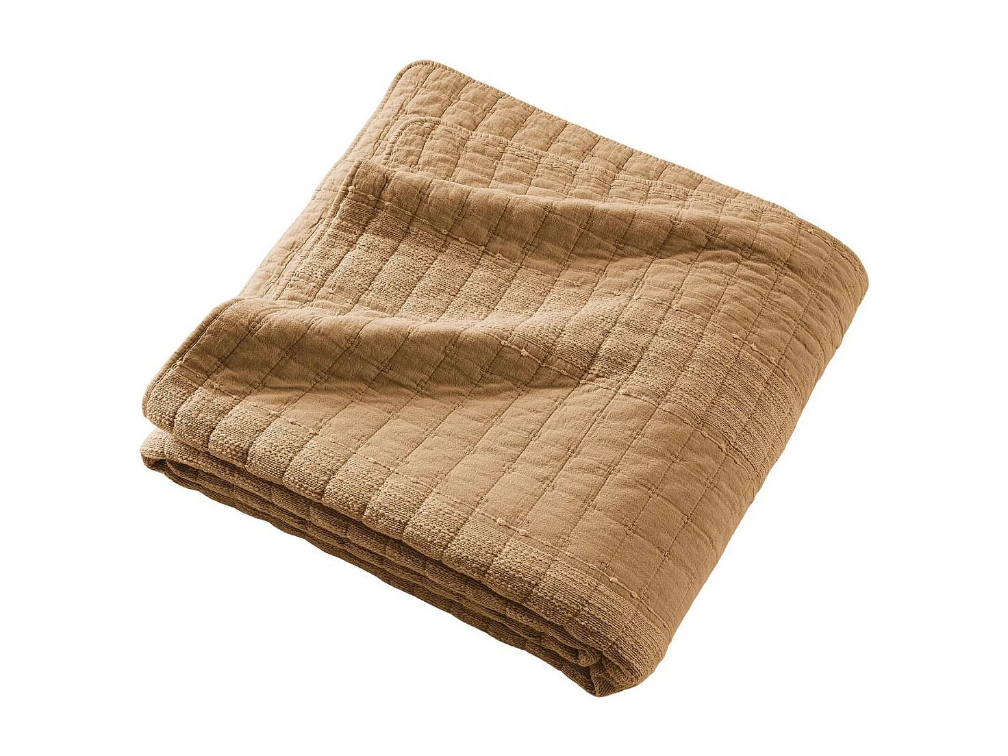 Couvre-lit 240x260cm en coton jacquard coloris camel - ZALYA