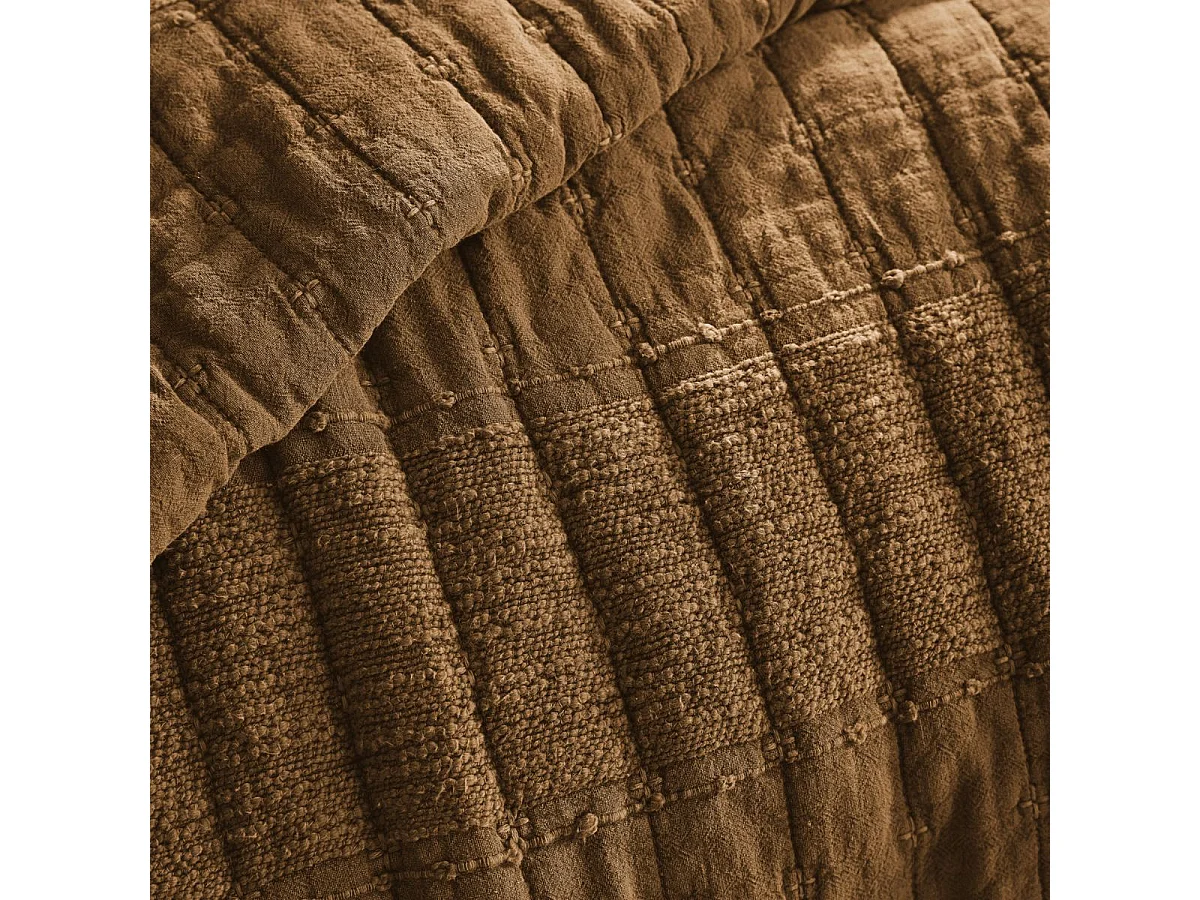 Couvre-lit 240x260cm en coton jacquard coloris camel - ZALYA