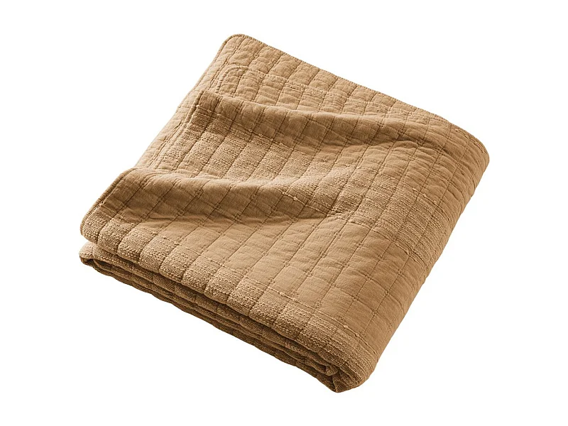 Couvre-lit 240x260cm en coton jacquard coloris camel - ZALYA