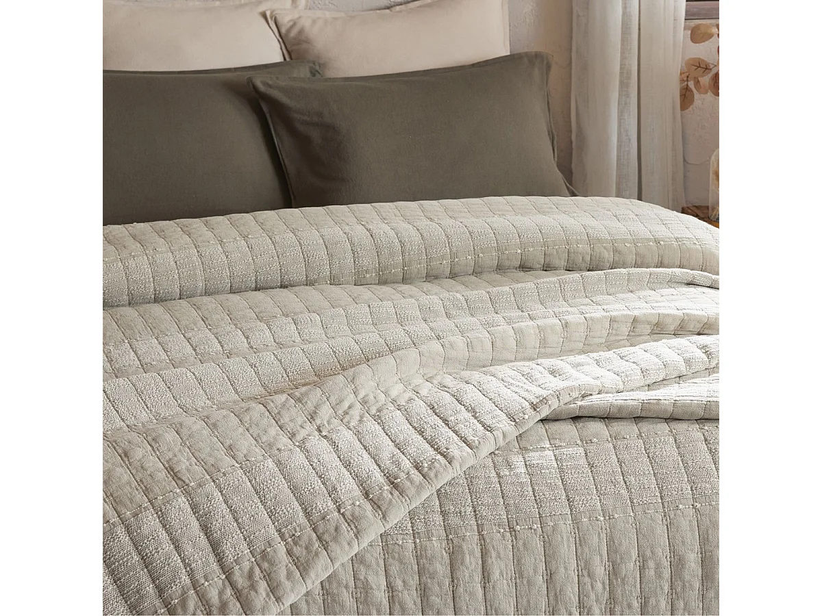 Couvre-lit 240x260cm en coton jacquard coloris sable - ZALYA