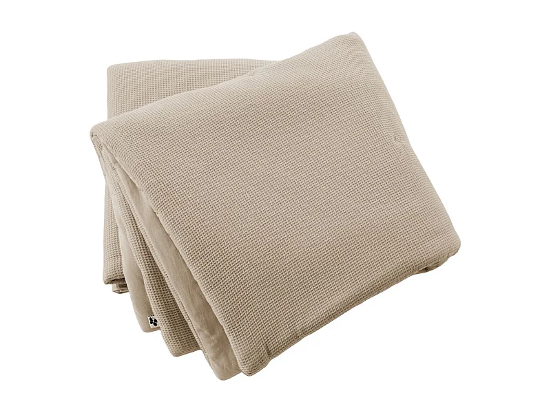 Chemin de lit 90x200cm en coton nid d'abeille coloris Ficelle - ALMARA