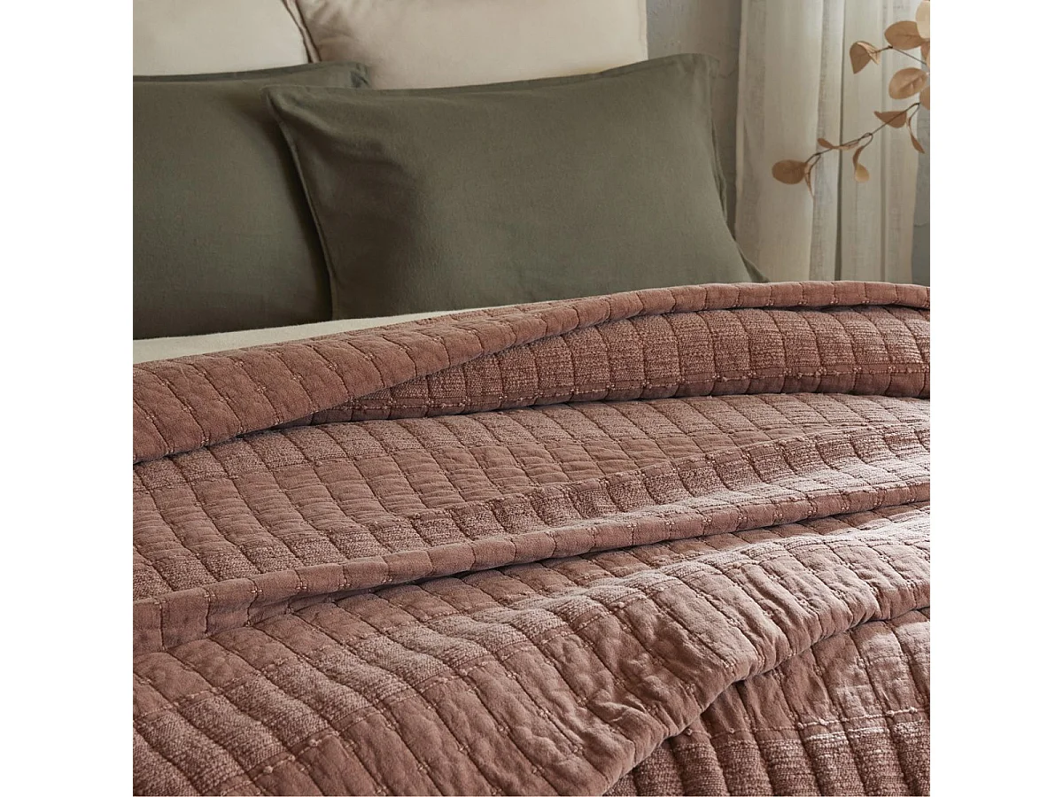 Couvre-lit 240x260cm en coton jacquard coloris terracotta - ZALYA