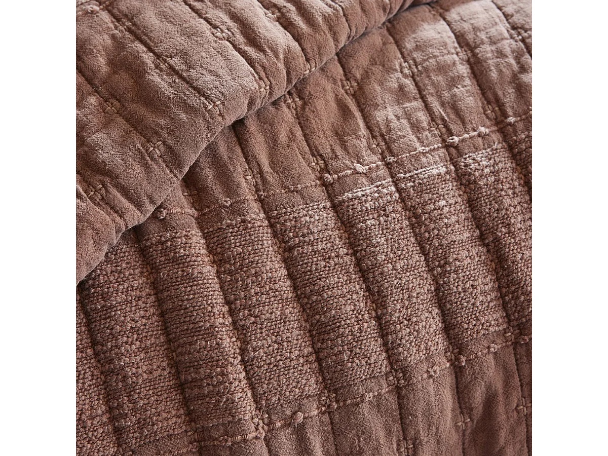 Couvre-lit 240x260cm en coton jacquard coloris terracotta - ZALYA