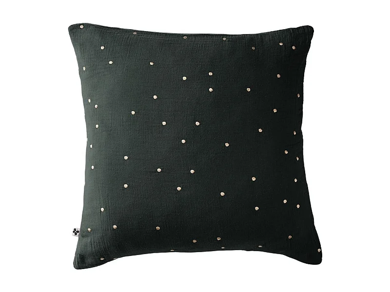 Taie d'Oreiller 60x60cm Gaze de Coton Sapin à Pois Dorés - OUREA MOTIF
