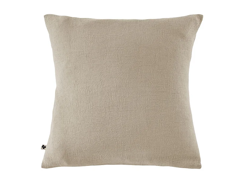 Taie d'oreiller 80x80cm en coton nid d'abeille coloris Ficelle - ALMARA