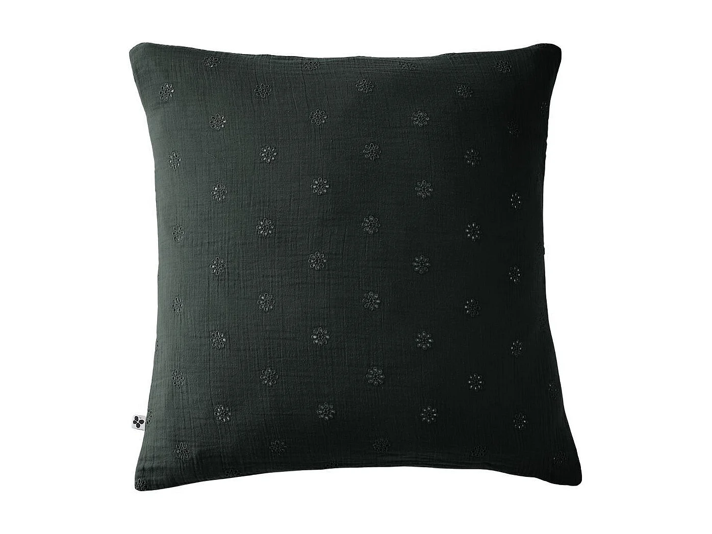 Taie d'Oreiller 60x60cm Gaze de Coton Sapin à Fleurs Ajourées - OUREA MOTIF