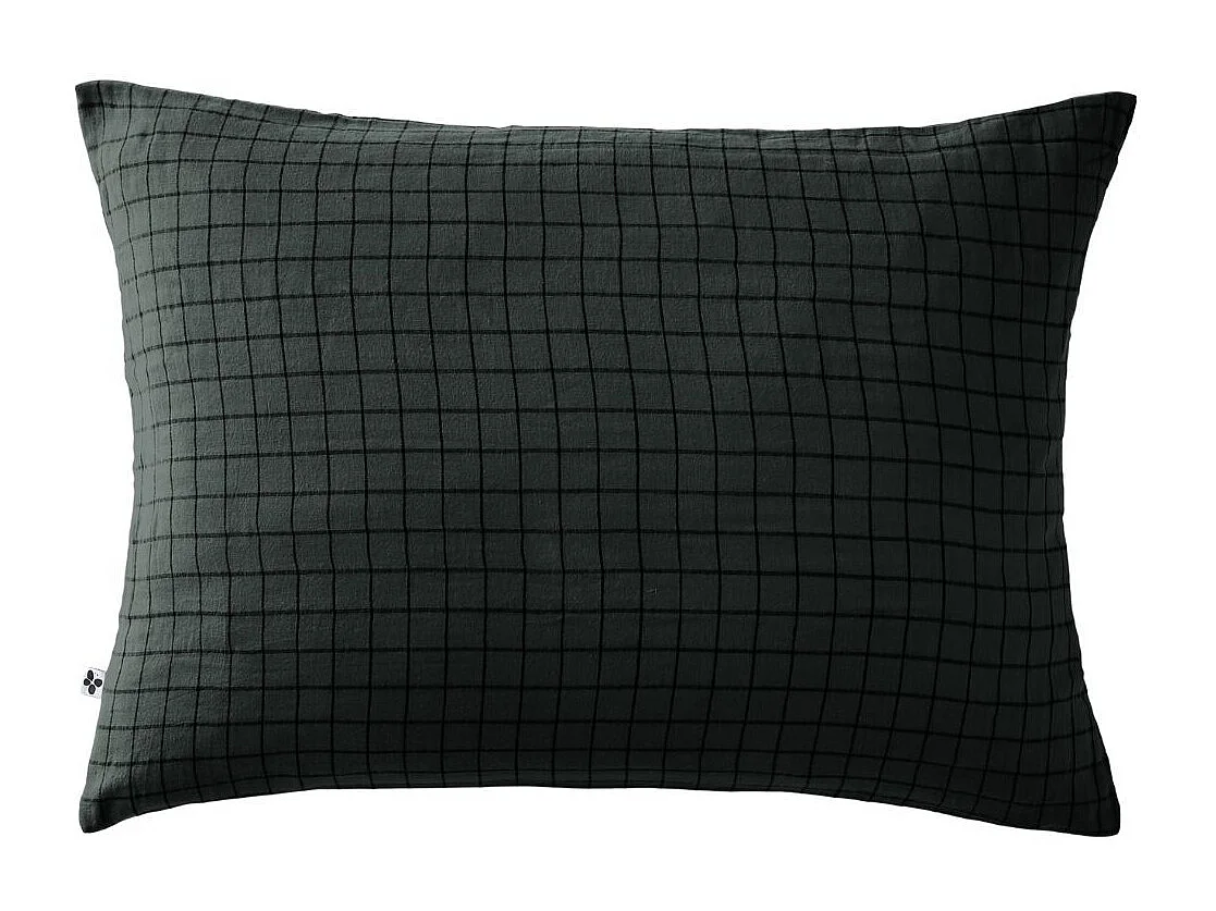 Taie d'Oreiller 50x70cm Gaze de Coton Sapin à Petits Carreaux - OUREA MOTIF