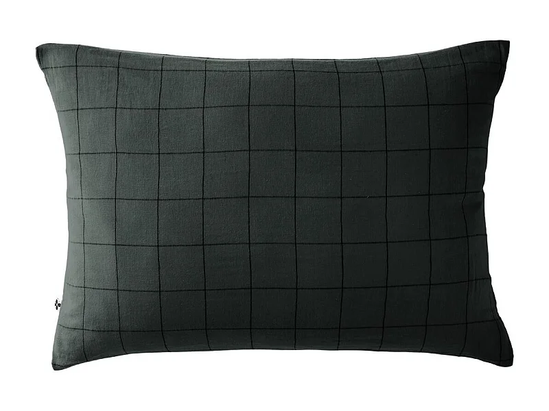 Taie d'Oreiller 50x70cm Gaze de Coton Sapin à Grands Carreaux - OUREA MOTIF