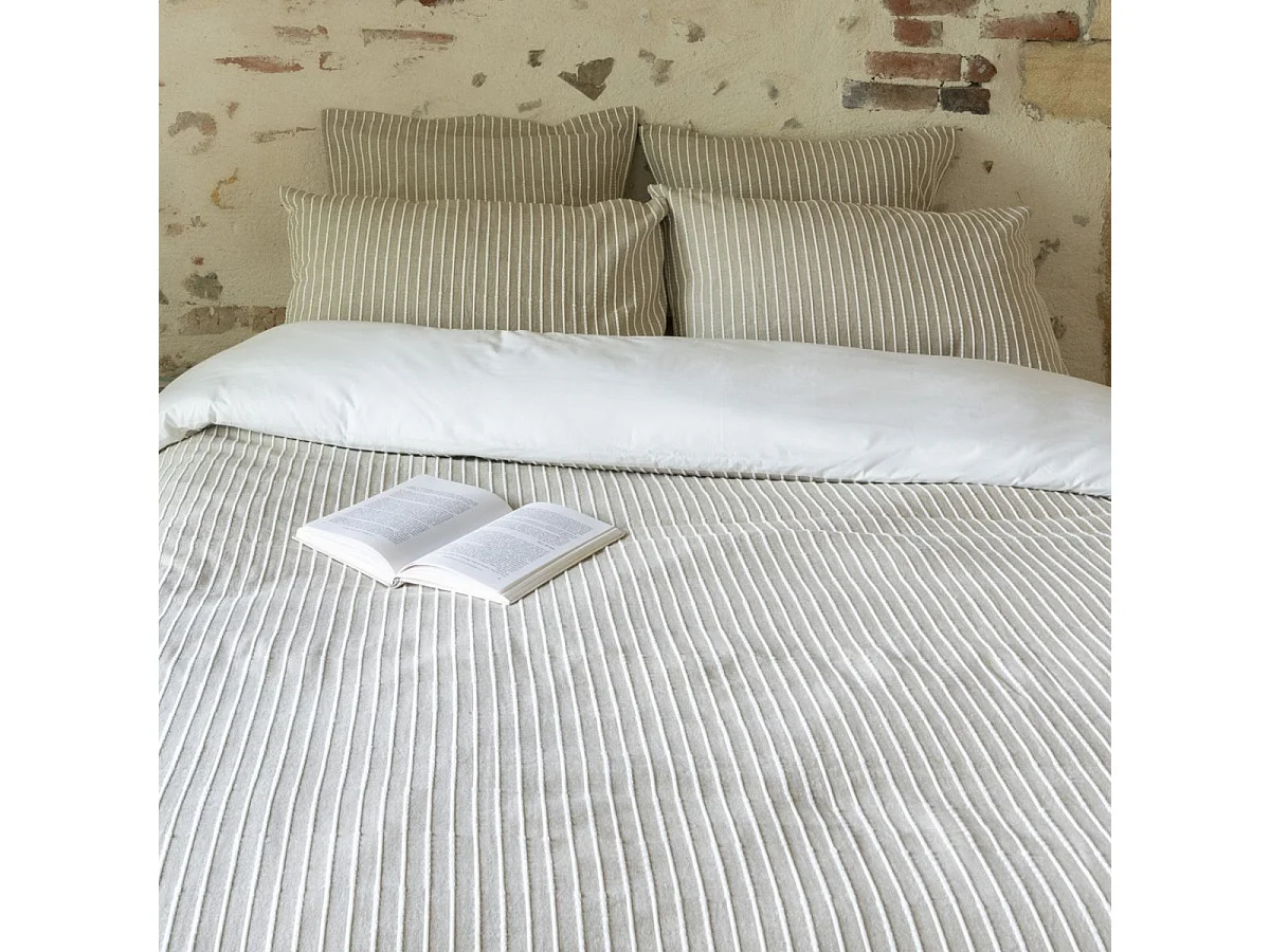 Housse de couette 240x220cm coton tissage texturé coloris beige et blanc - TIMEA