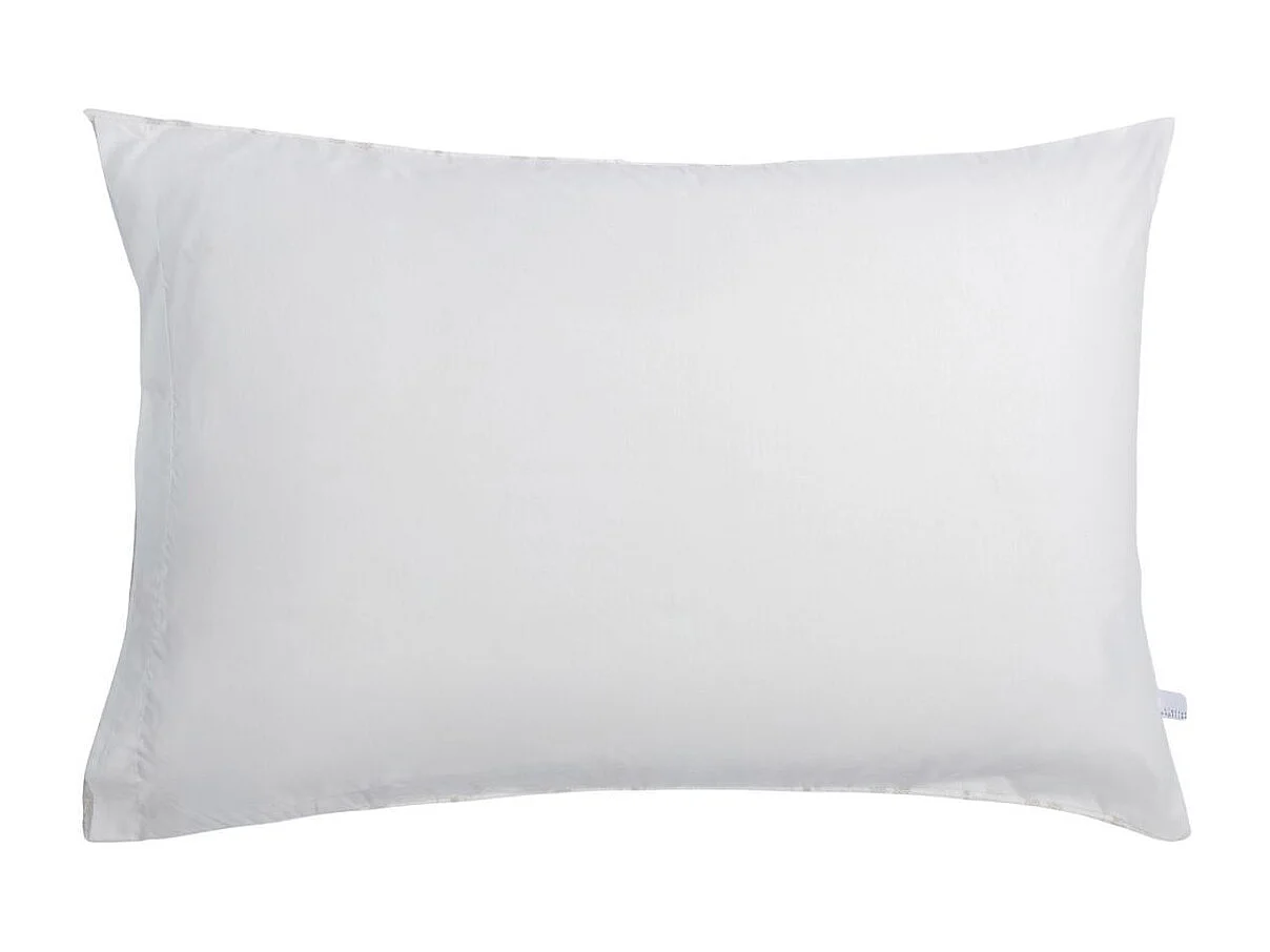 Taie d'oreiller 50x70cm coton tissage texturé coloris blanc rayé beige - TITOUAN