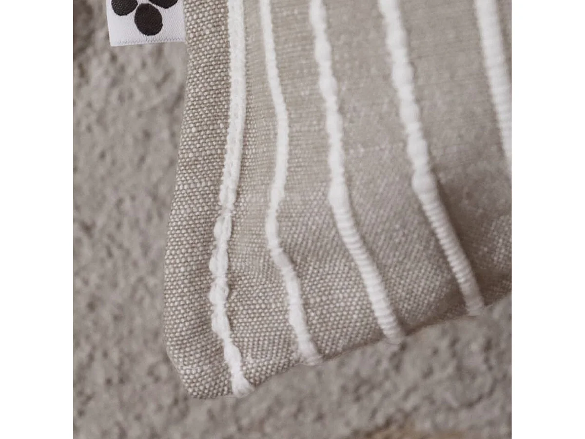 Taie d'oreiller 60x60cm coton tissage texturé coloris beige et blanc - TIMEA