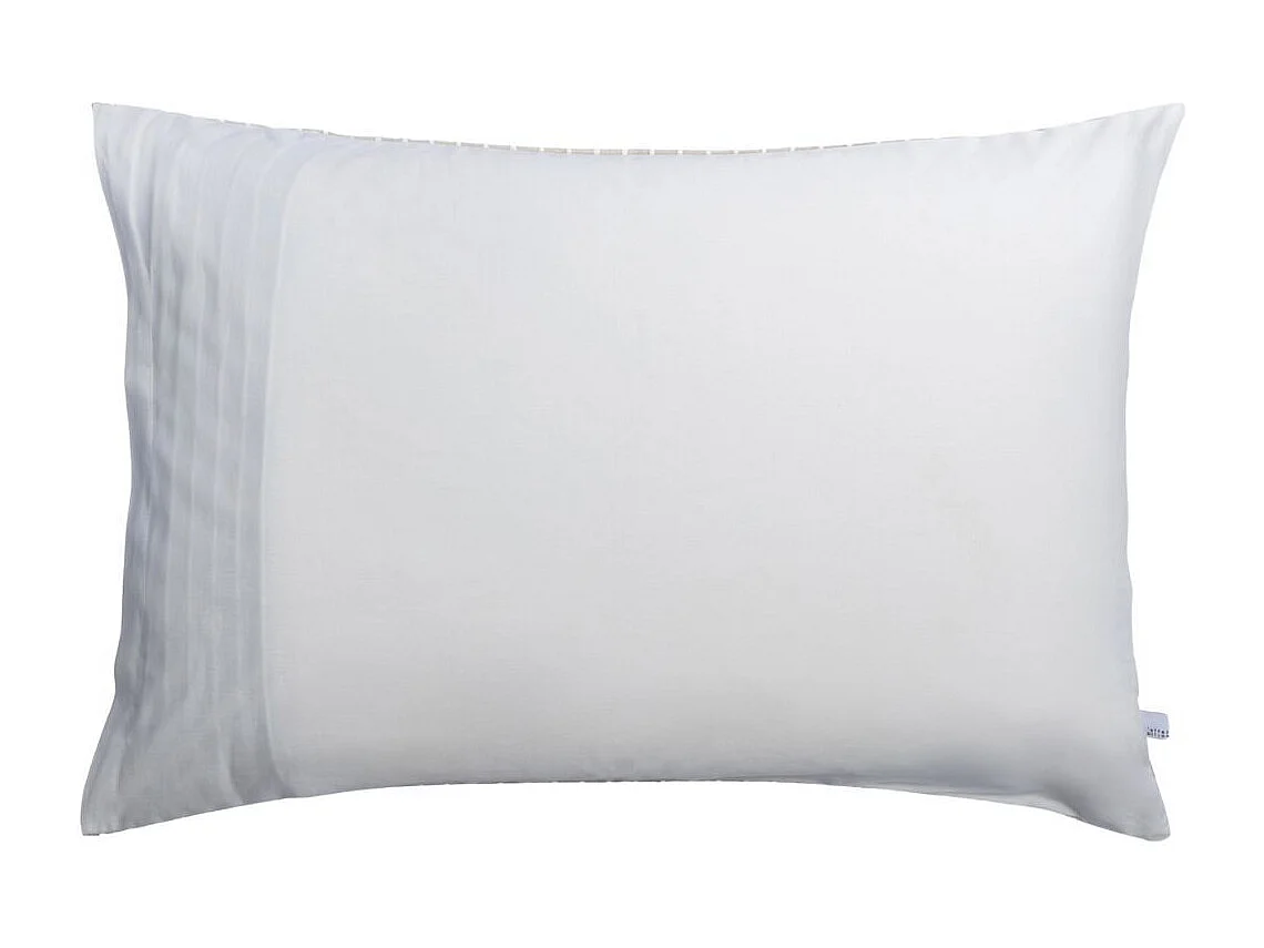 Taie d'oreiller 60x60cm coton tissage texturé coloris beige et blanc - TIMEA