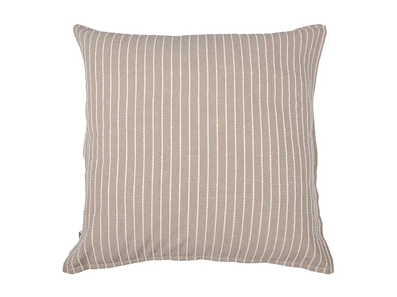 Taie d'oreiller 60x60cm coton tissage texturé coloris beige et blanc - TIMEA