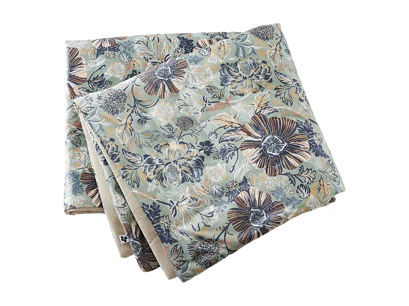 Chemin de lit 90x200cm velours imprimé floral coloris vert céladon - ISABEL