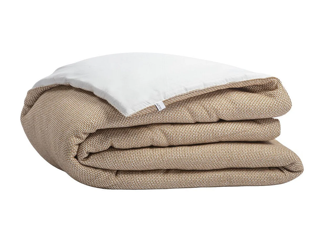 Chemin de lit 90x200cm coton tissage texturé coloris beige - ANTOINETTE