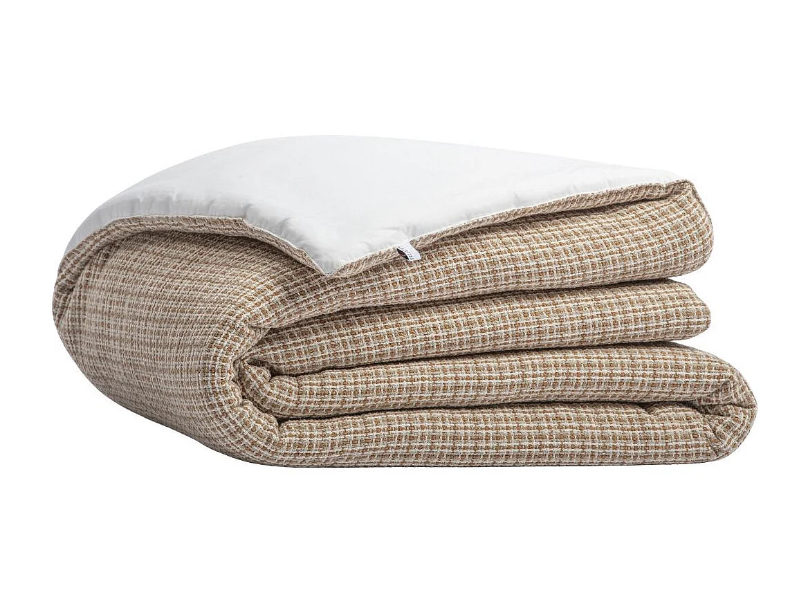 Chemin de lit 90x200cm coton tissage texturé coloris beige et blanc - ANTOINE