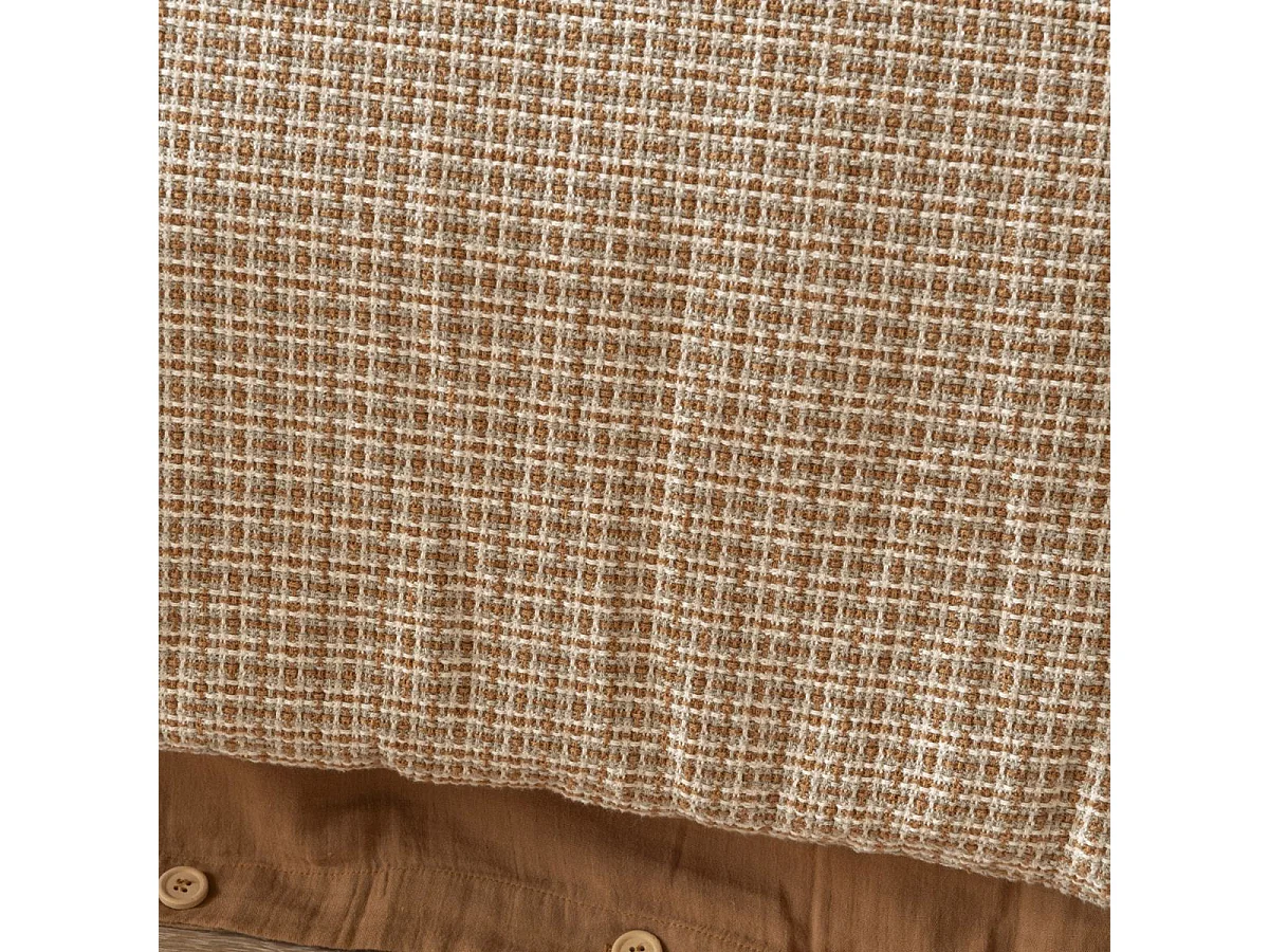 Chemin de lit 90x200cm coton tissage texturé coloris beige et blanc - ANTOINE