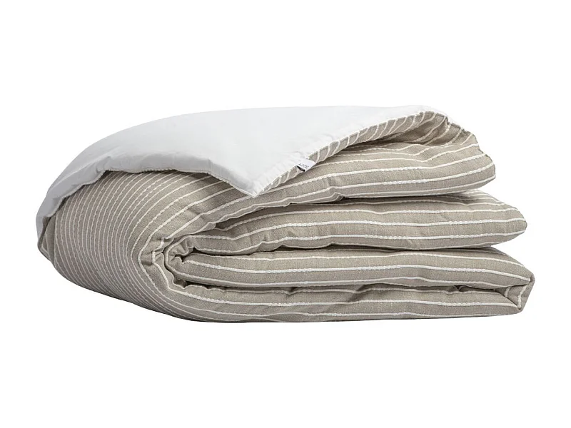 Chemin de lit 90x200cm coton tissage texturé coloris beige et blanc - TIMEA