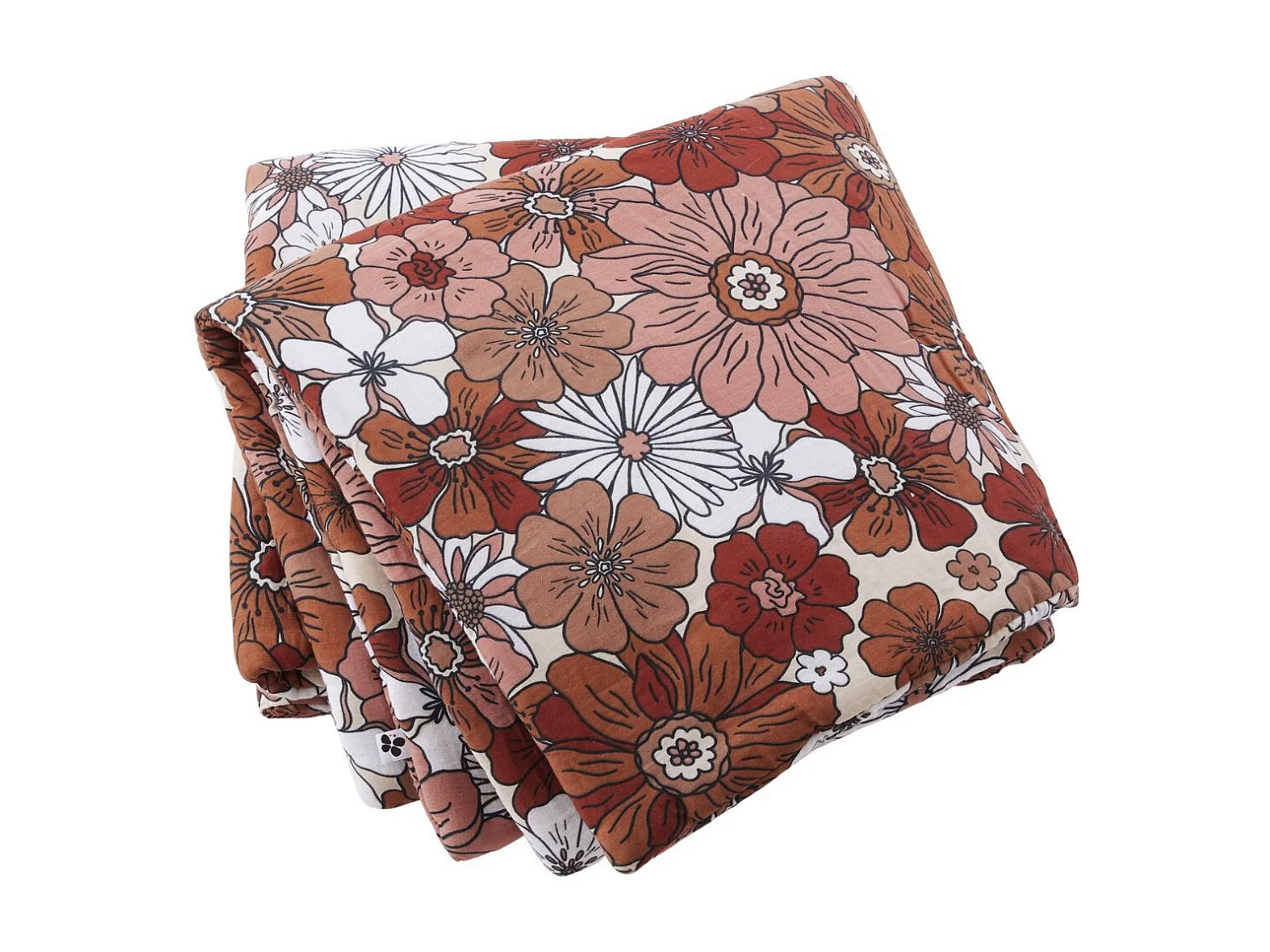 Chemin de lit 90x200cm gaze de coton imprimé Floral coloris terracotta - ANASTASIA