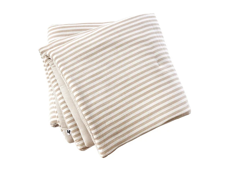 Chemin de lit 90x200cm gaze de coton tissé rayé beige - ROMELIA