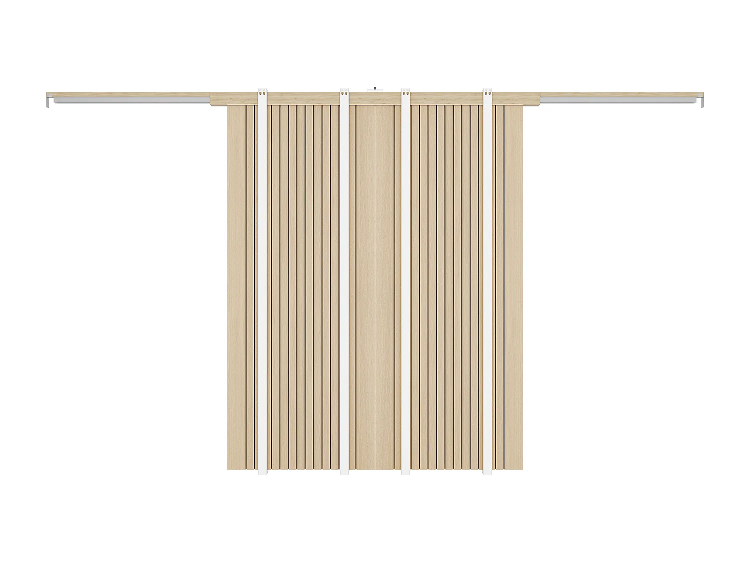 Porte coulissante double avec système à galandage en bois et MDF striée - 2 x H205 x L93 cm - AREZO