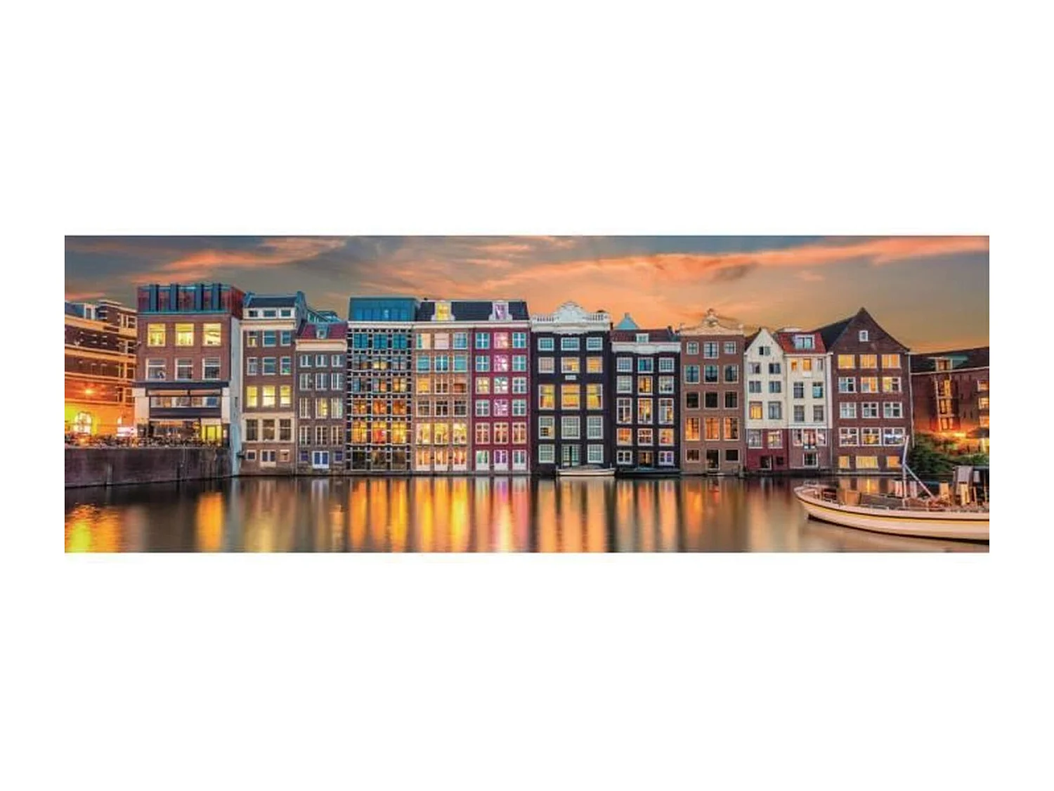 Clementoni Panorama Puzzel Amsterdam 1000 stukjes, 98x33 cm, horizontaal, meerkleurig voor volwassenen