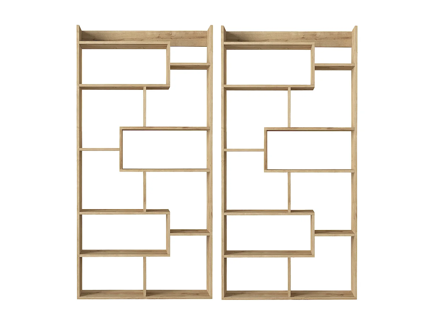 Lot de 2 étagères avec 9 niches - Naturel clair - PALERINO
