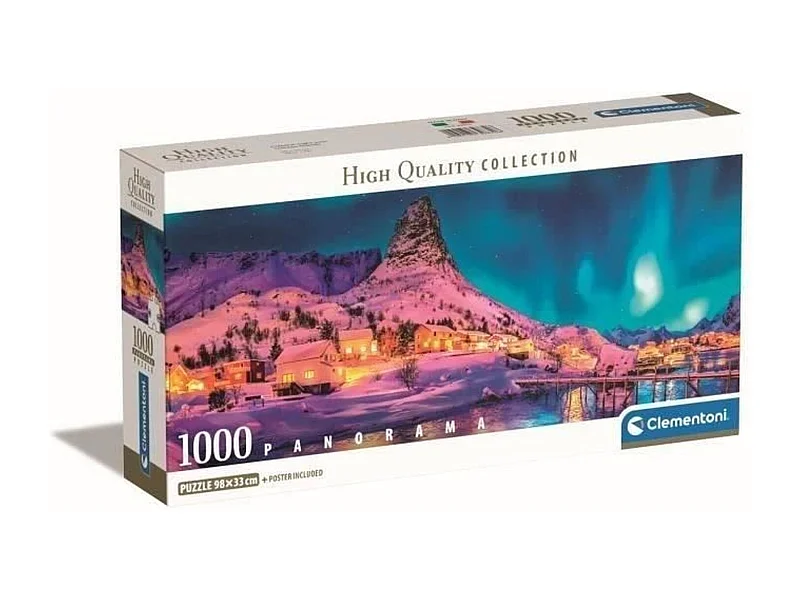 Clementoni panoramische puzzel 1000 stukjes - Lofoten-eilanden, 98x33 cm, hoogwaardige meerkleurige afdruk, voor volwassenen