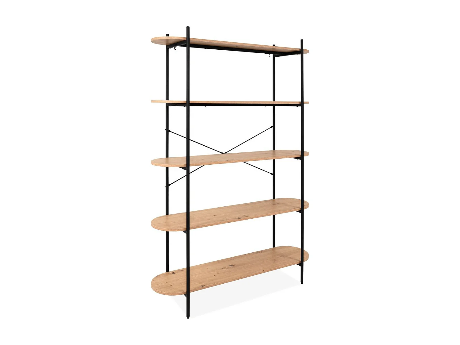 Etagère 5 niveaux noir et effet Chêne 120 cm - Vara