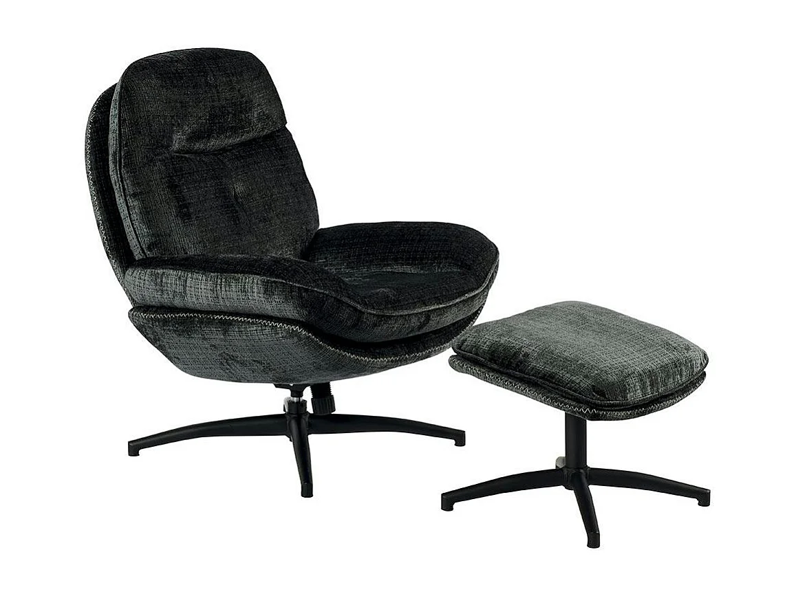 Fauteuil détente gris foncé pivotant avec repose-pieds IENA