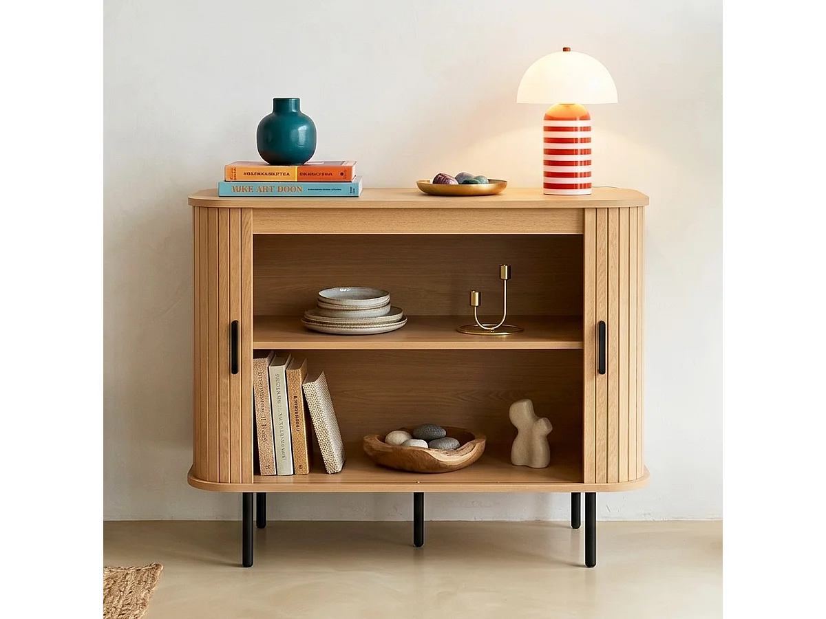 Buffet 2 portes effet Chêne 80 cm - Sora