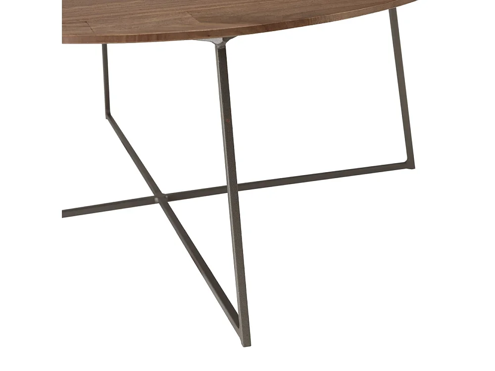 ROMY - Table basse ronde 80x80cm en bois de mindi pieds en métal noir