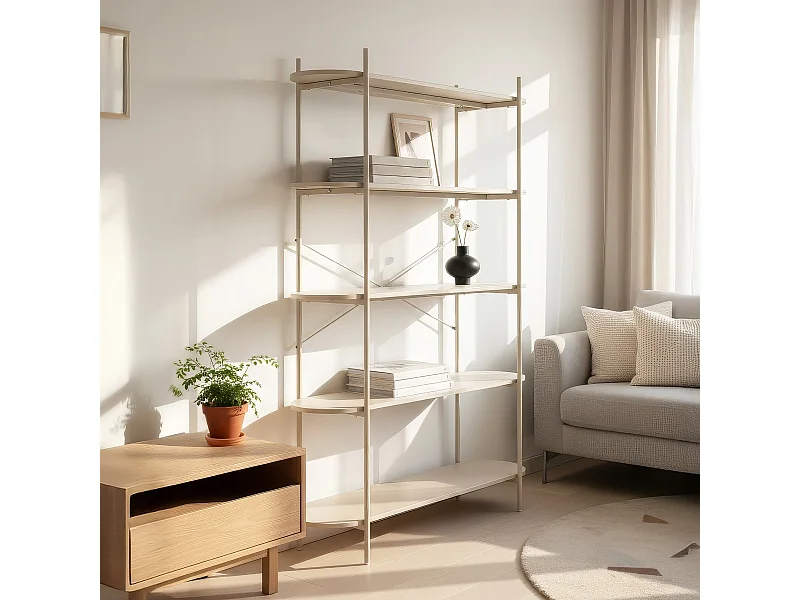 Etagère 5 niveaux beige 120 cm - Vara