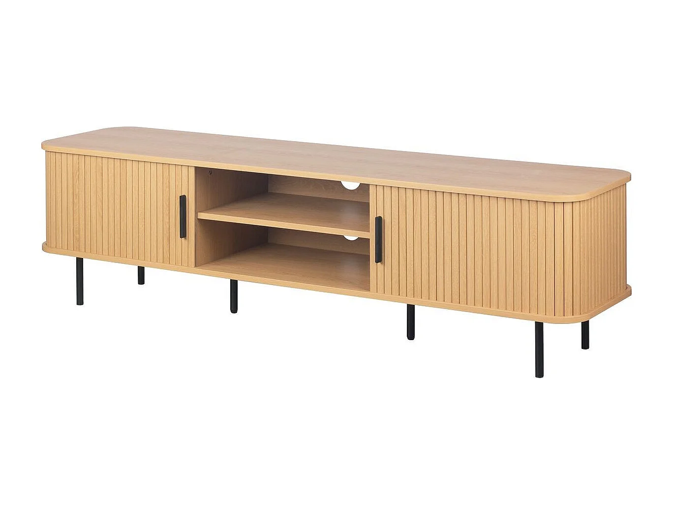 Meuble TV 2 portes 2 niches effet Chêne 160 cm - Sora